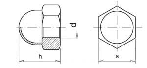 nakrętka kulista kołpakowa ocynkowana szkic