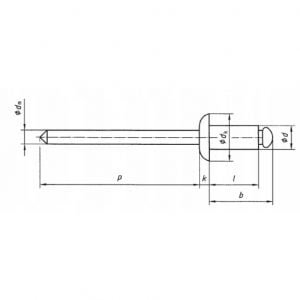 INOX Nit zrywalny nierdzewny [DIN7337] szkic