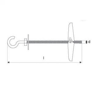 Kotwa rozprężna typu parasolka z hakiem sufitowym szkic